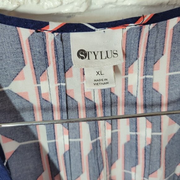 Stylus Womens Dress Extra Large Tank Mini Blue Red Geometric Rayon GEO19E - Picture 9 of 11